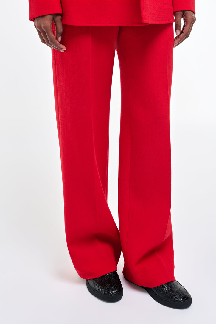 Norman Wide-leg Pant in Scarlet Red Virgin Wool