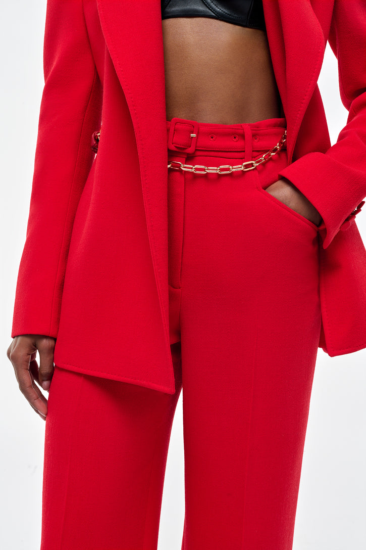 Norman Wide-leg Pant in Scarlet Red Virgin Wool