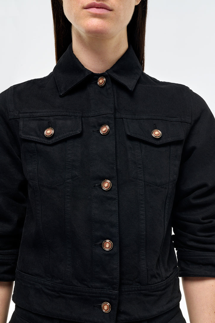 Adira Jacket in Black Recycled Cotton Denim