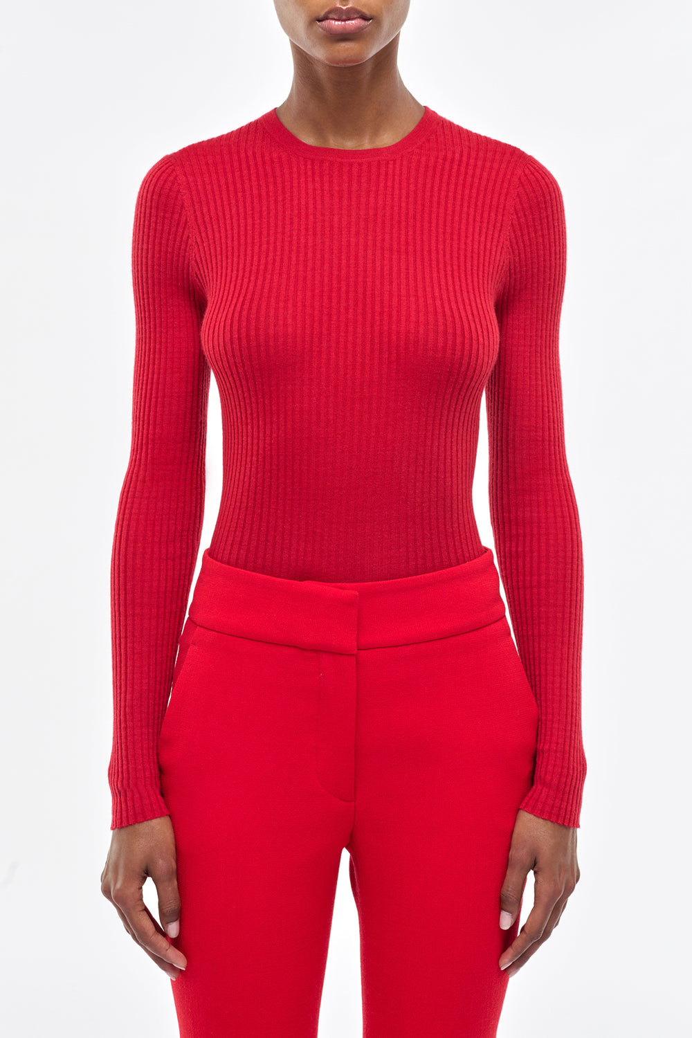 Browning Knit Sweater in Scarlet Red Cashmere Silk