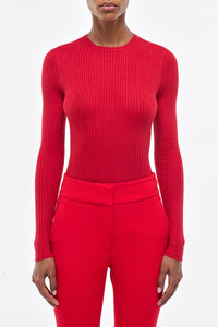 Browning Knit Sweater in Scarlet Red Cashmere Silk