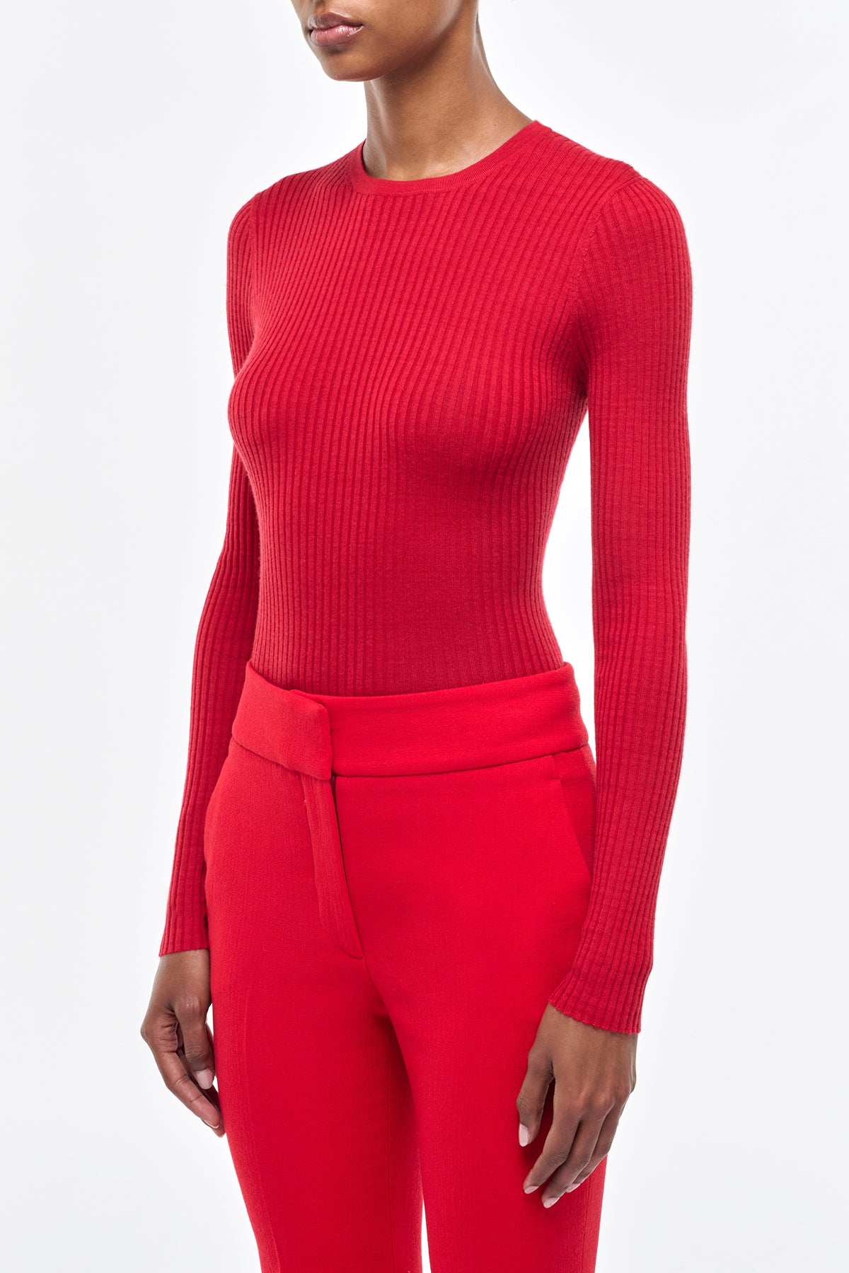 Browning Knit Sweater in Scarlet Red Cashmere Silk