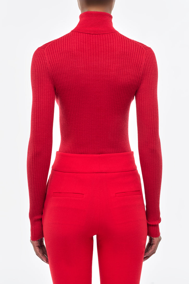 Peppe Knit Turtleneck in Scarlet Red Cashmere Silk