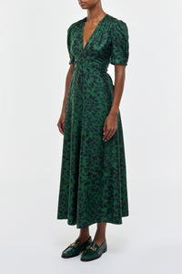 Larkin Dress in English Green Printed Silk