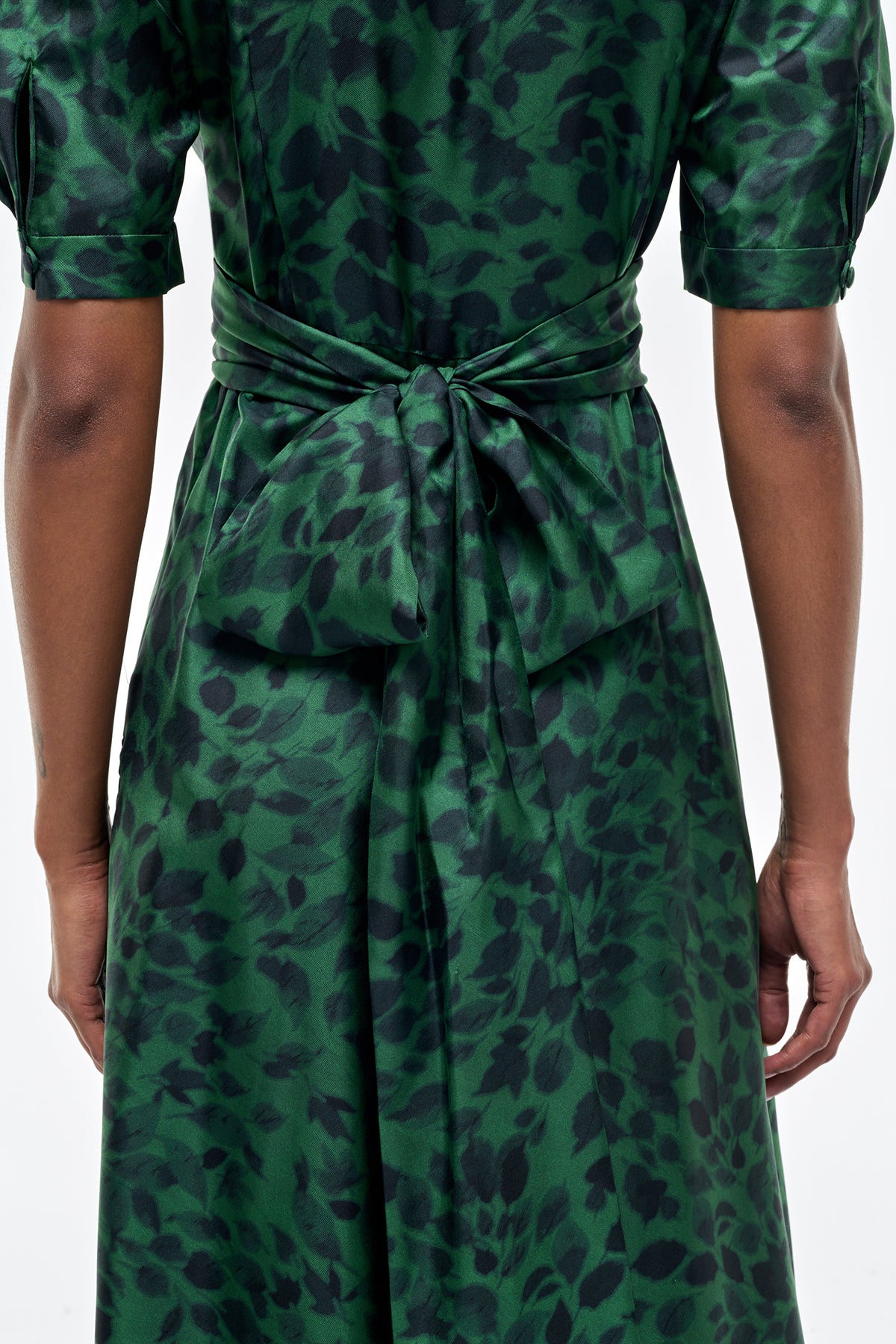 Larkin Dress in English Green Printed Silk