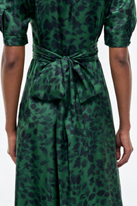 Larkin Dress in English Green Printed Silk