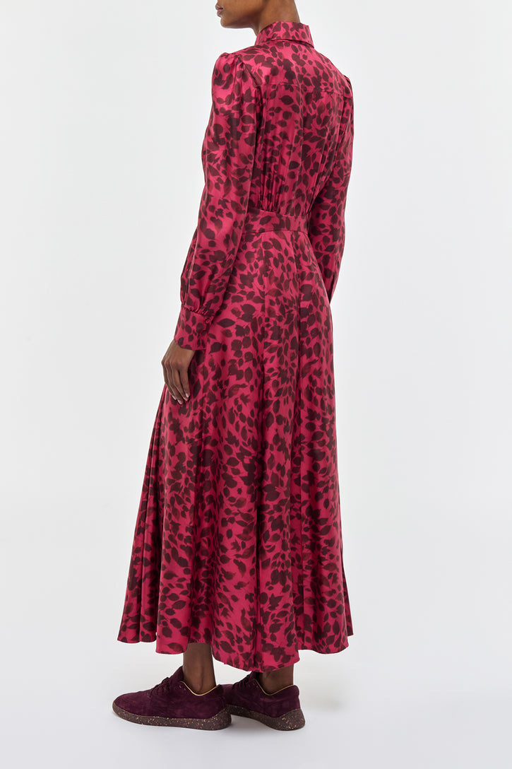 Phelan Shirtdress in Fuchsia Printed Silk