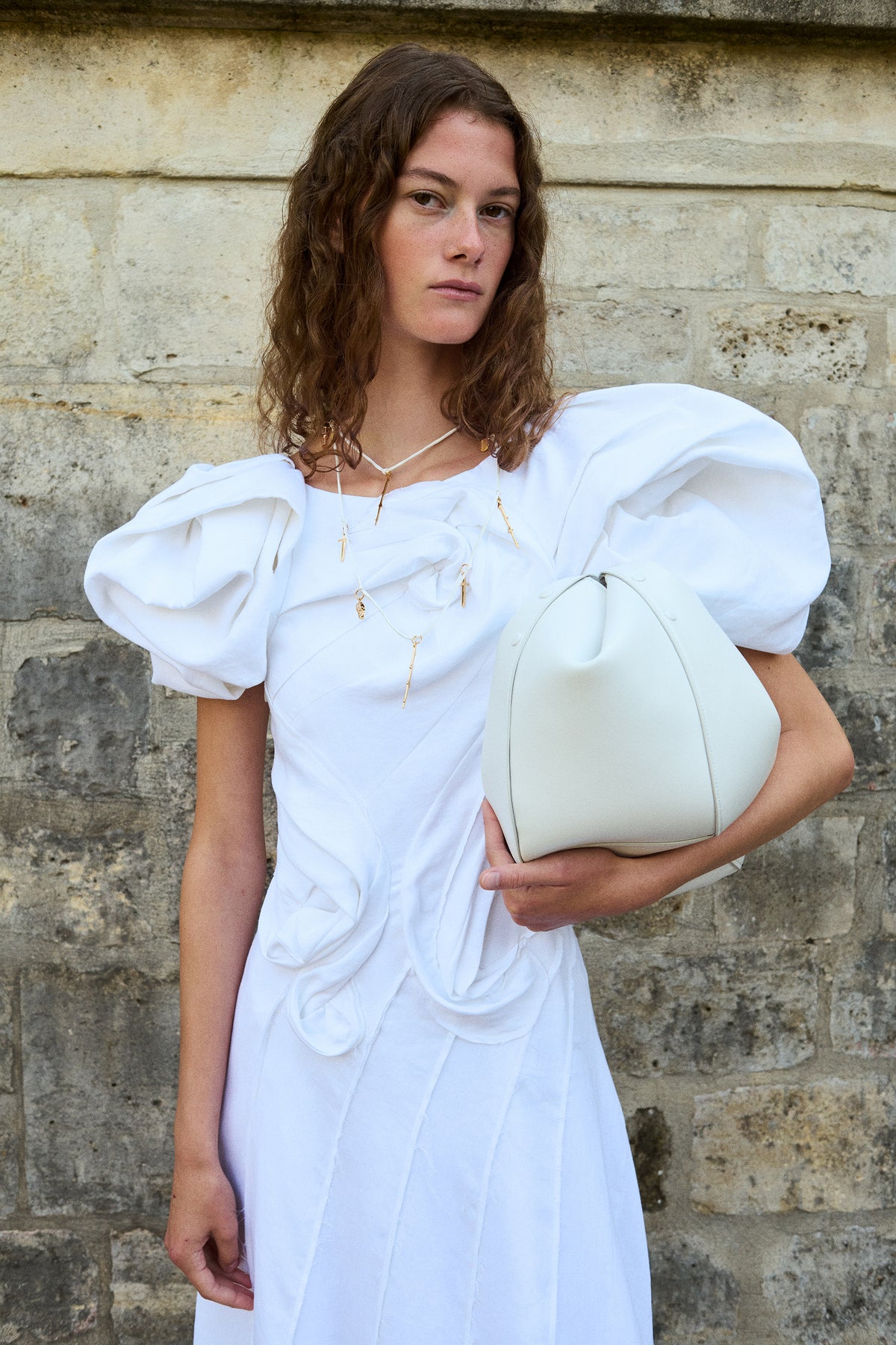 Navi Puff Sleeve Maxi Dress in Ivory Aloe Linen