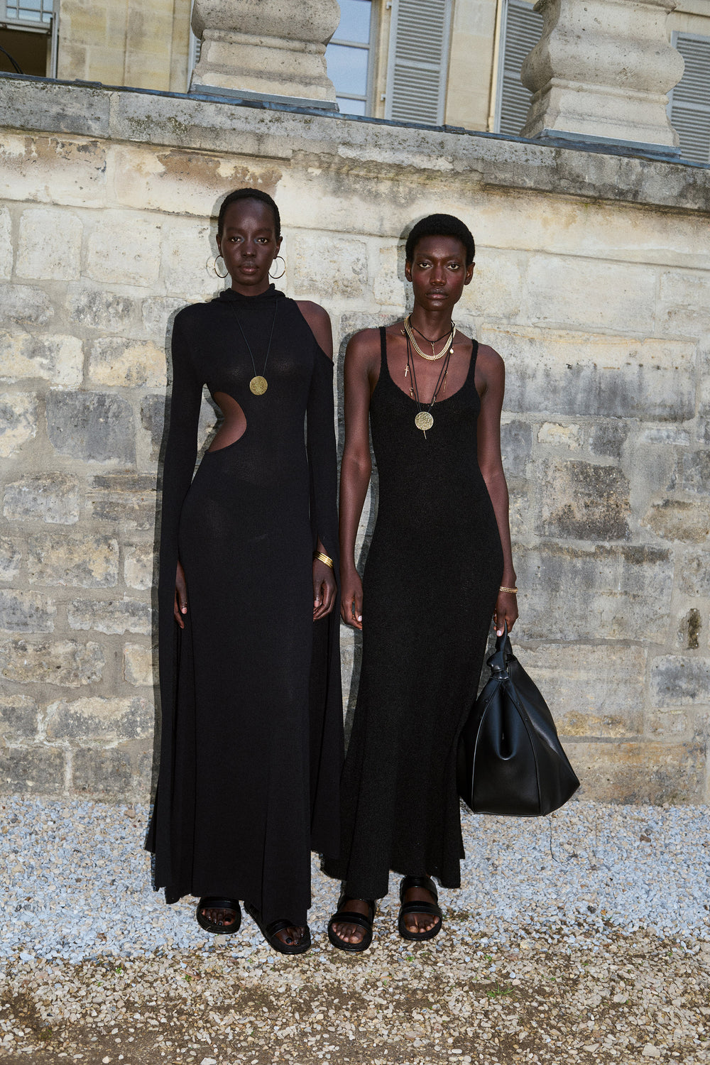 Ayla Knit Maxi Dress in Black Mulberry Silk