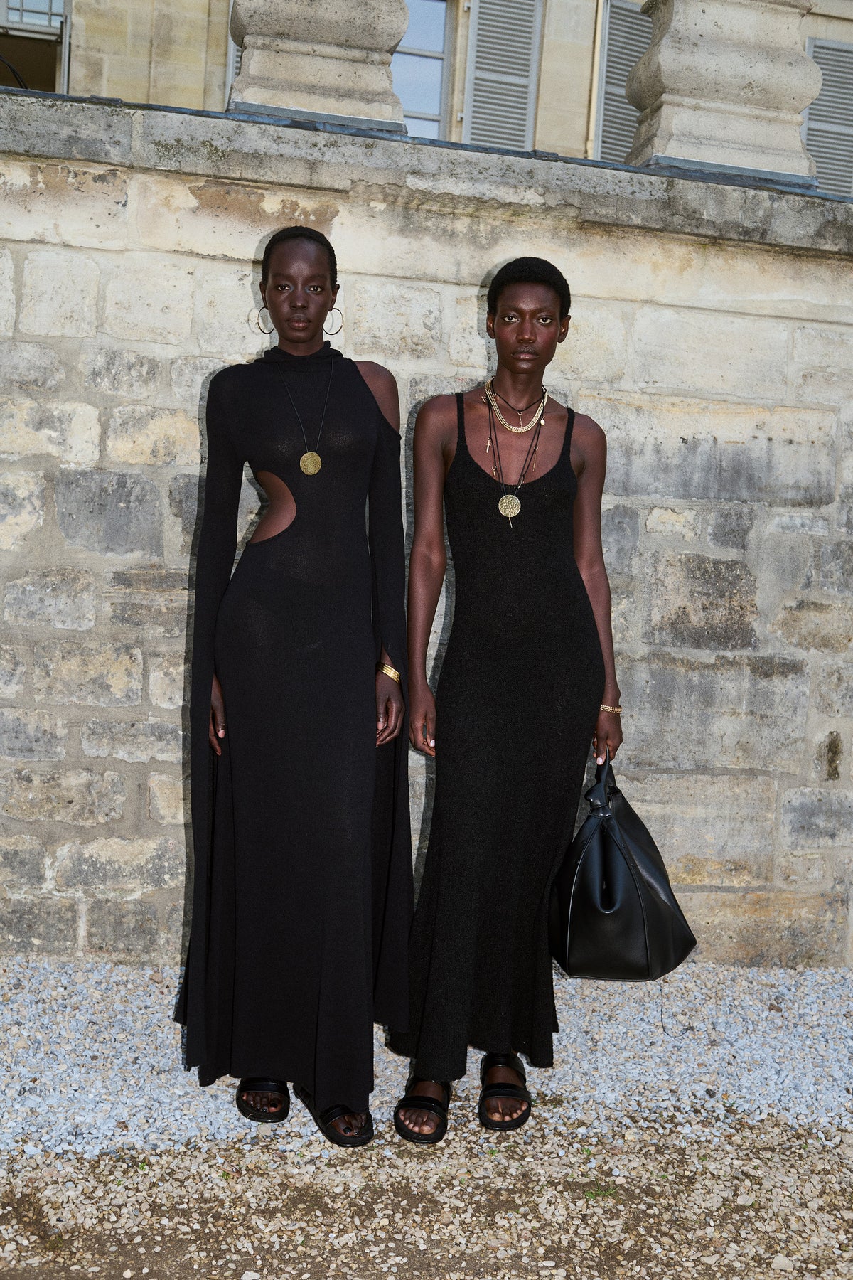 Ayla Knit Maxi Dress in Black Mulberry Silk