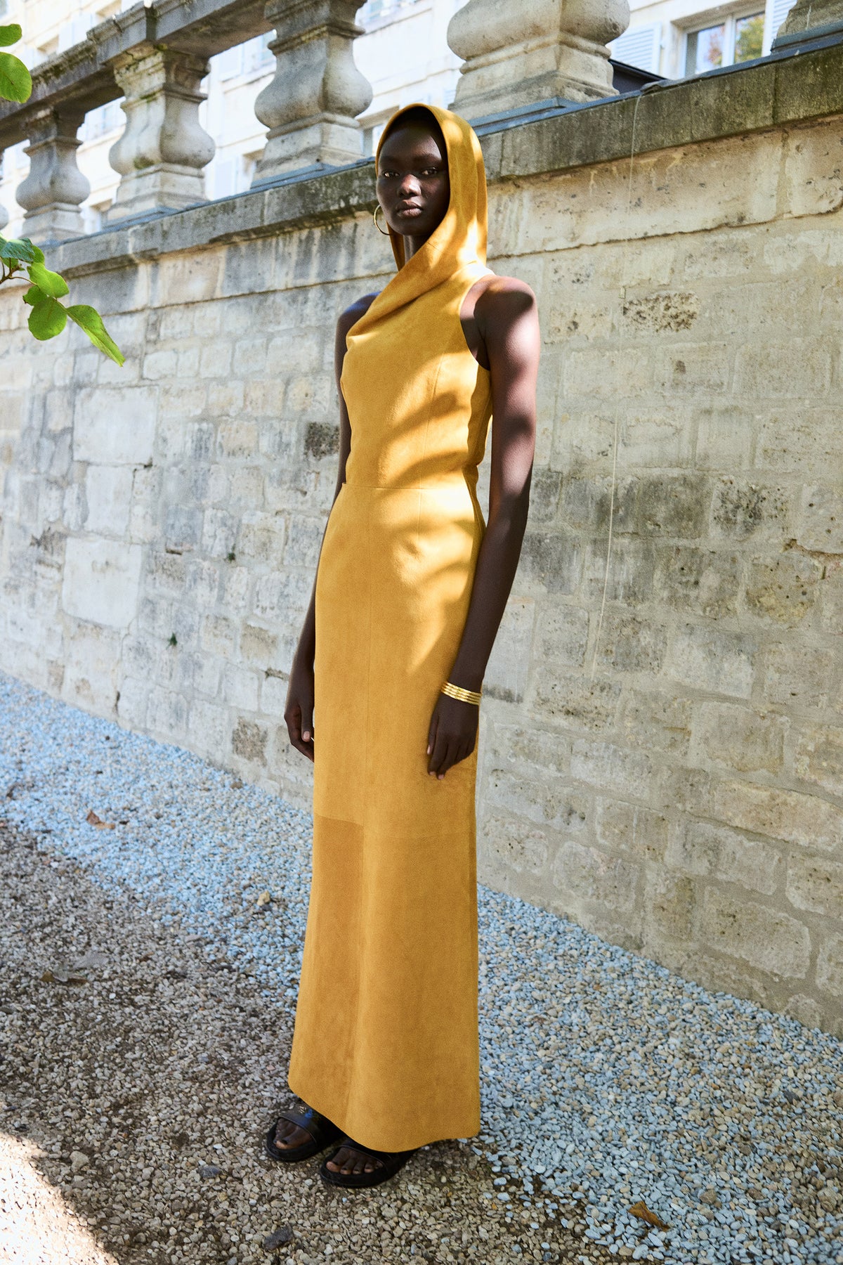 Kallen Hoodie Maxi Dress In Cashew Suede