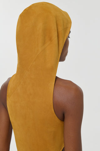Cashew Suede Hood Detail - Close-Up View | Gabriela Hearst