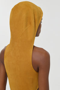 Kallen Maxi Hoodie Dress In Cashew Suede