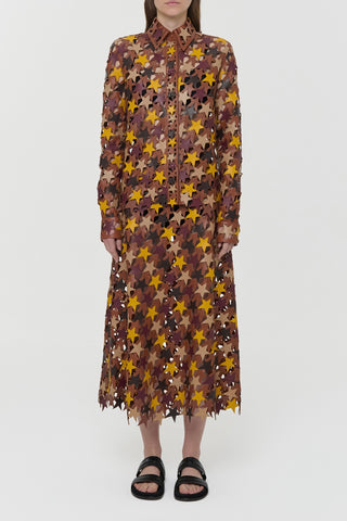 Aluma Patchwork Stars Shirt in Multi Nappa Leather