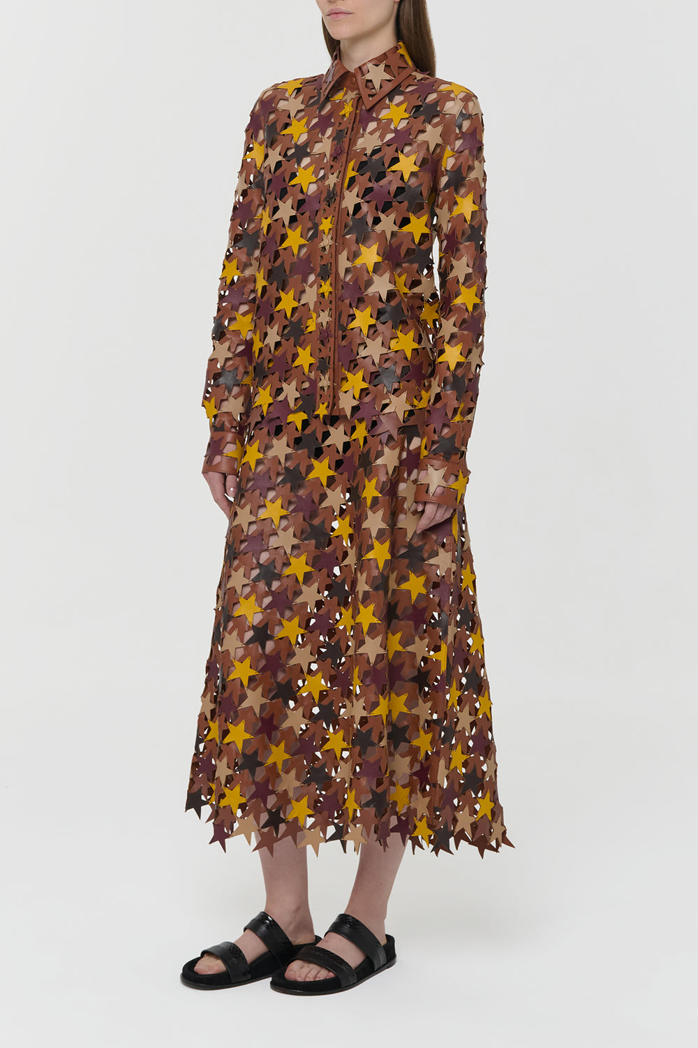 Aluma Patchwork Stars Shirt in Mutli Nappa Leather