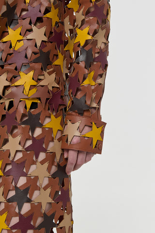Leather Star Patchwork Shirt - Sleeve Detail Close-Up | Gabriela Hearst