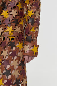 Aluma Patchwork Stars Shirt in Mutli Nappa Leather