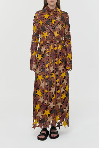 Multi Nappa Leather Star Trench Coat - On Model Front View | Gabriela Hearst