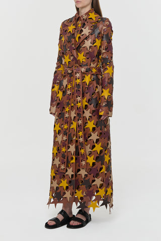 Patchwork Star Nappa Leather Trench - Three Quarter Model View | Gabriela Hearst