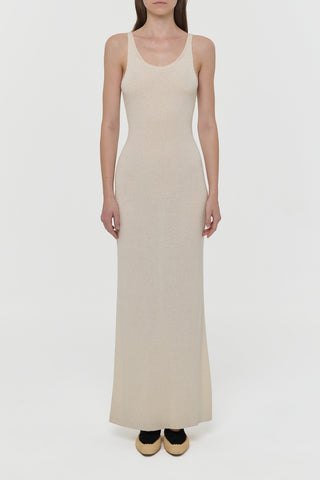 Off White Silk Nyra Knit Maxi Dress - Front View | Gabriela Hearst