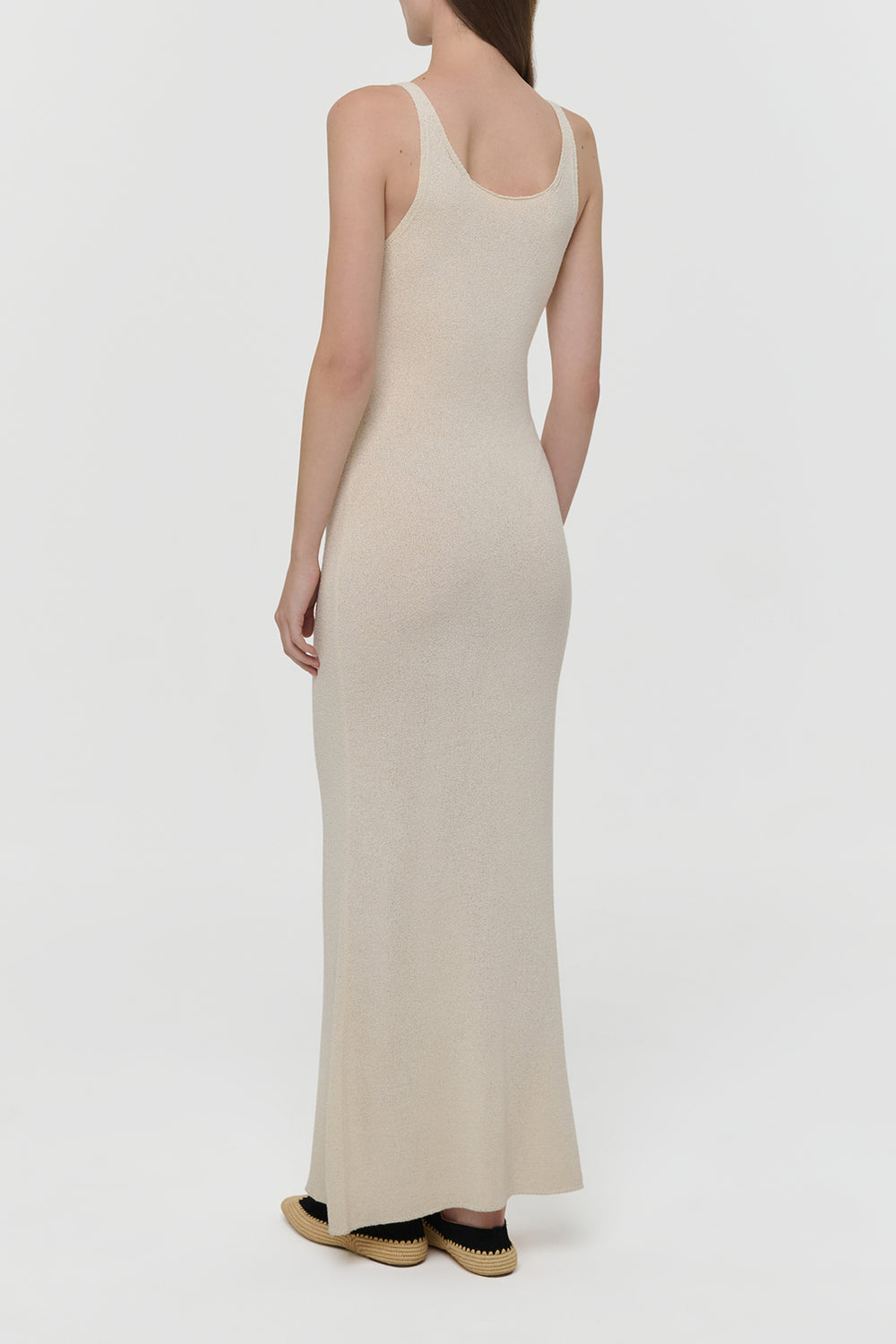 Nyra Knit Maxi Dress in Off White Mulberry Silk