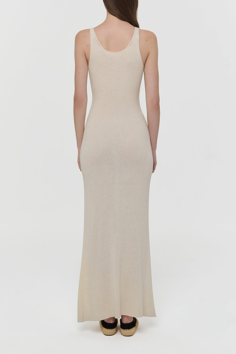 Nyra Knit Maxi Dress in Off White Mulberry Silk