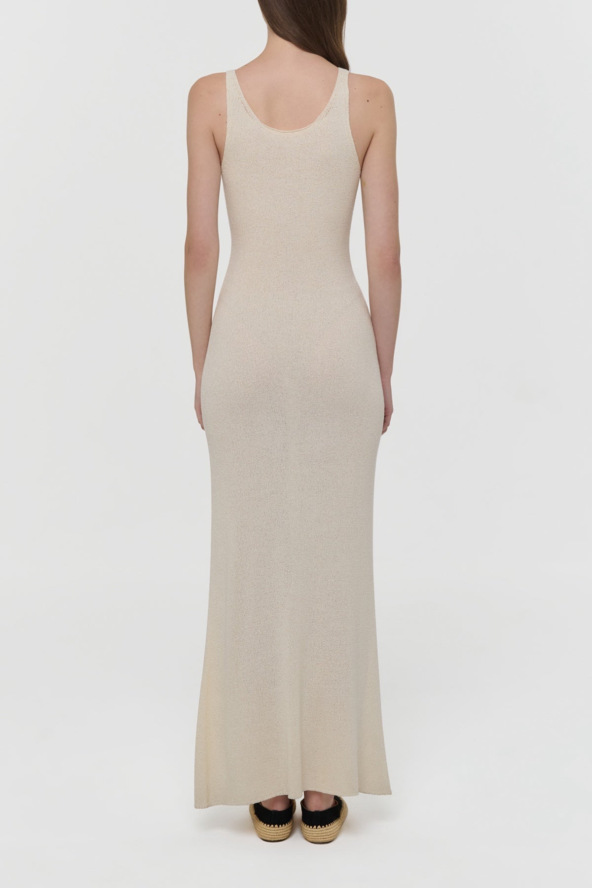 Nyra Knit Maxi Dress in Off White Mulberry Silk