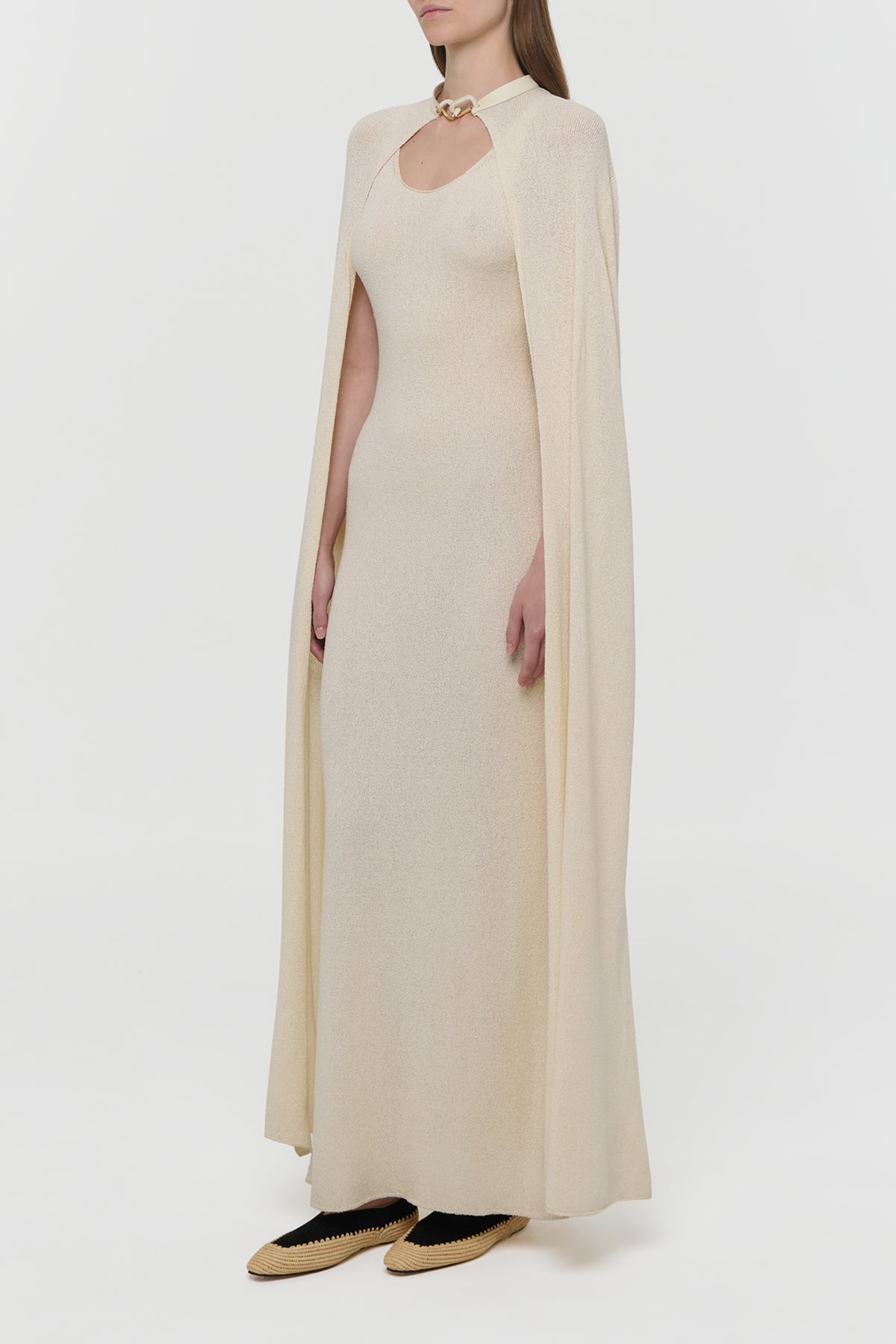 Laleh Knit Cape in Off White Mulberry Silk