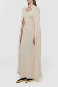 Laleh Knit Cape in Off White Mulberry Silk