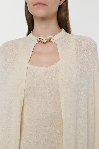 Off White Silk Cape - Rose Gold Hardware Close-up | Gabriela Hearst