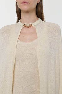 Laleh Knit Cape in Off White Mulberry Silk