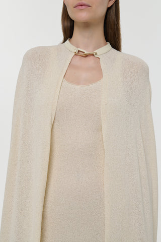 Off White Silk Cape - Neckline Detail | Gabriela Hearst