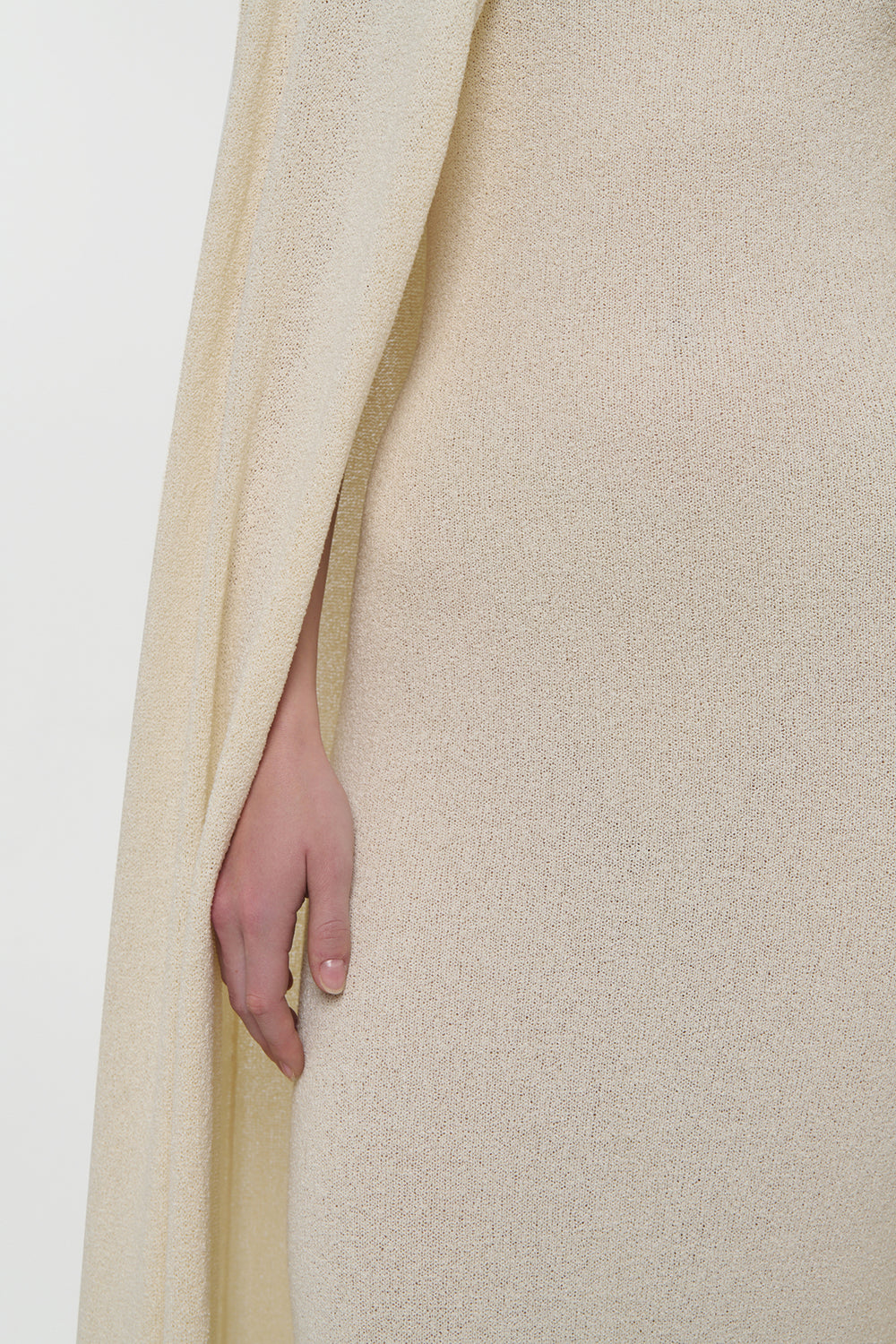 Laleh Knit Cape in Off White Mulberry Silk