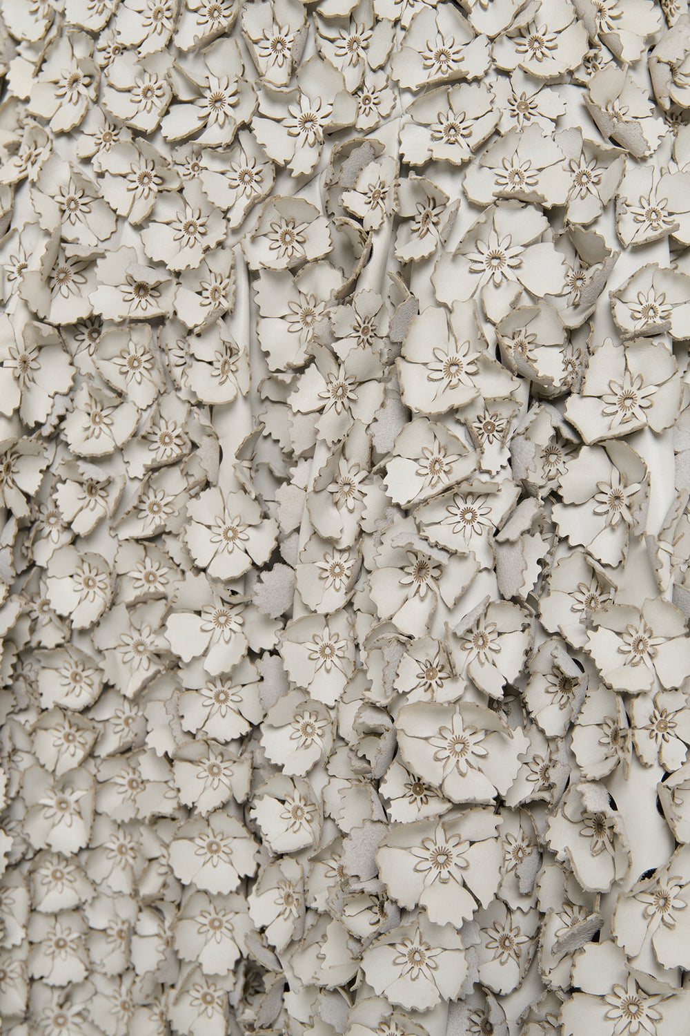 Ceolan Embroidered Floral Maxi Dress in White Leather