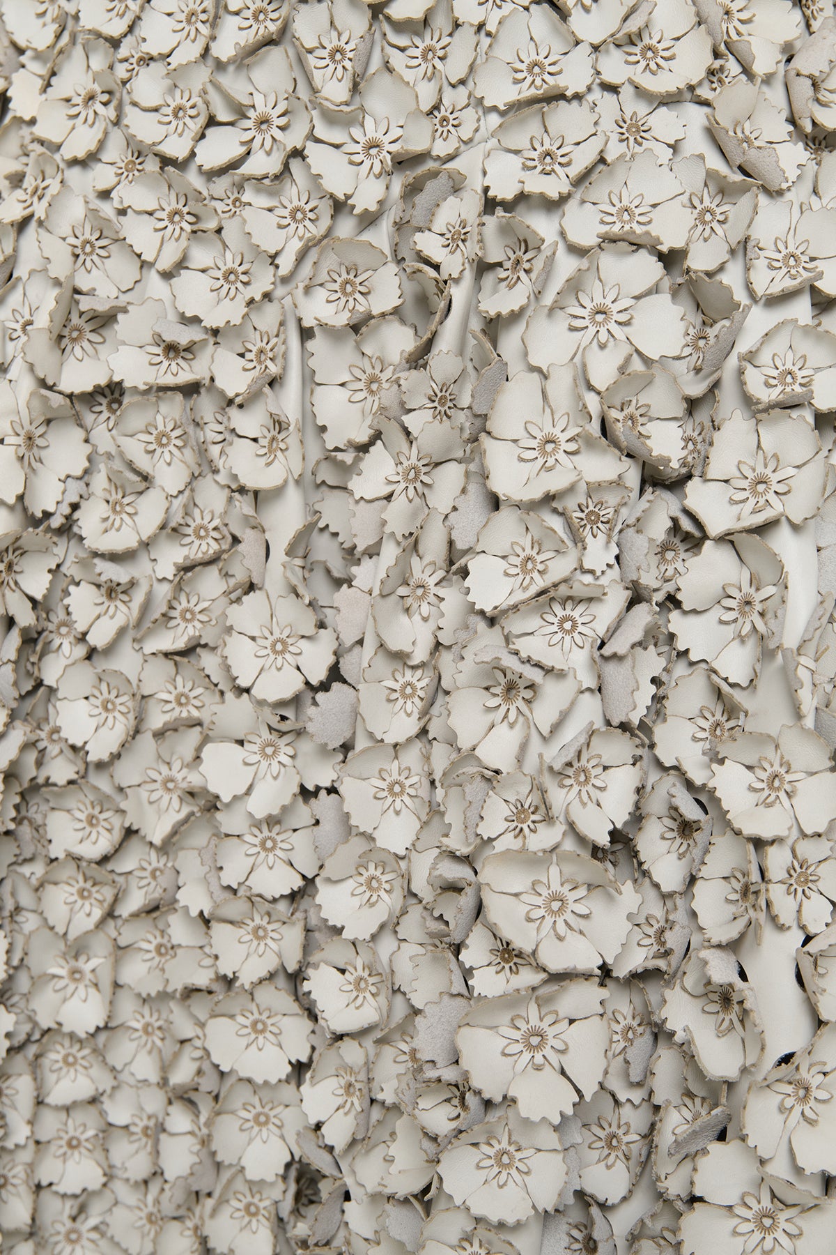 Ceolan Embroidered Floral Maxi Dress in White Leather