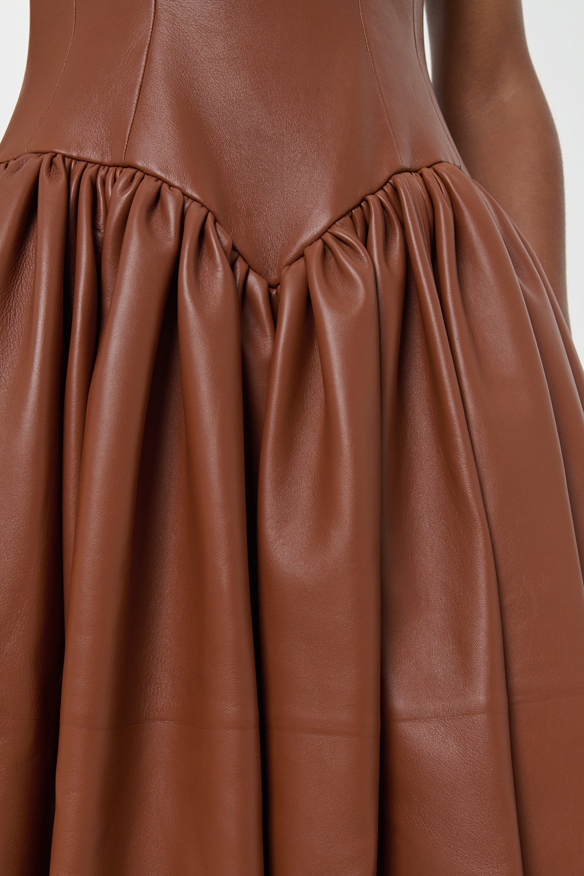 Isai Maxi Dress In Cognac Nappa Leather