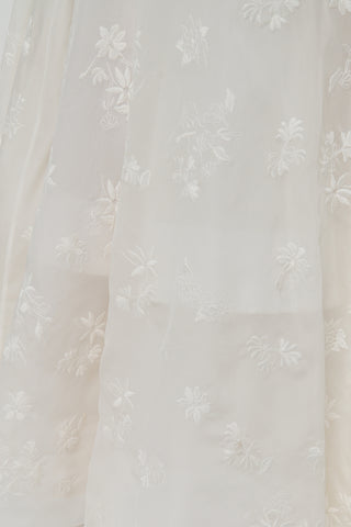 Sonya Mia's Flowers Maxi Skirt in Ivory Embroidered Silk Organza