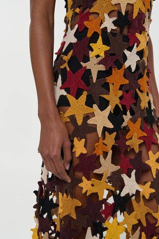 Yeshara Crochet Stars Maxi Slip Dress in Multi Cashmere
