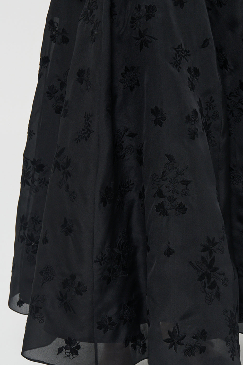 Sonya Mia's Flowers Maxi Skirt in Black Embroidered Silk Organza