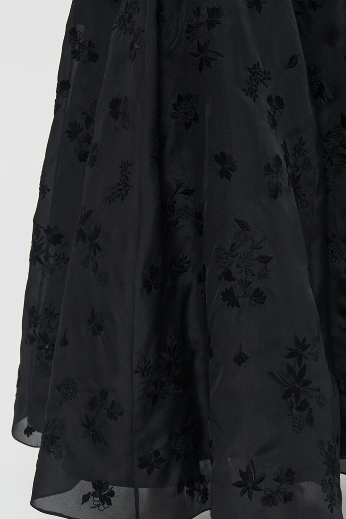 Sonya Mia's Flowers Maxi Skirt in Black Embroidered Silk Organza
