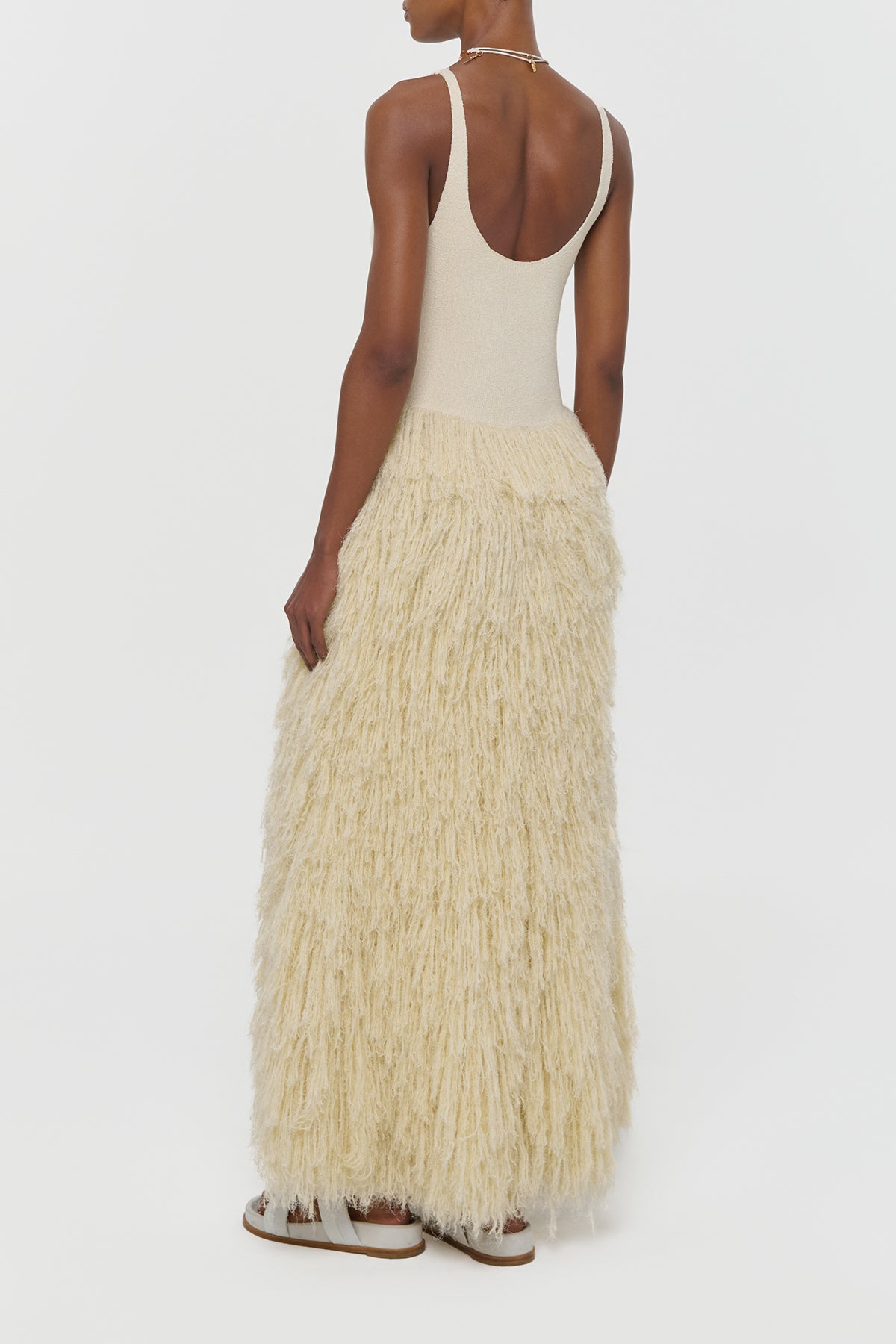 long white fringe dress PQ Swim Water LILY Vanessa Strapless Fringe Dress XS/S / White