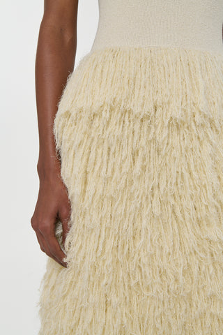 Silk Cashmere Layered Fringe Skirt - Texture Detail Side View | Gabriela Hearst