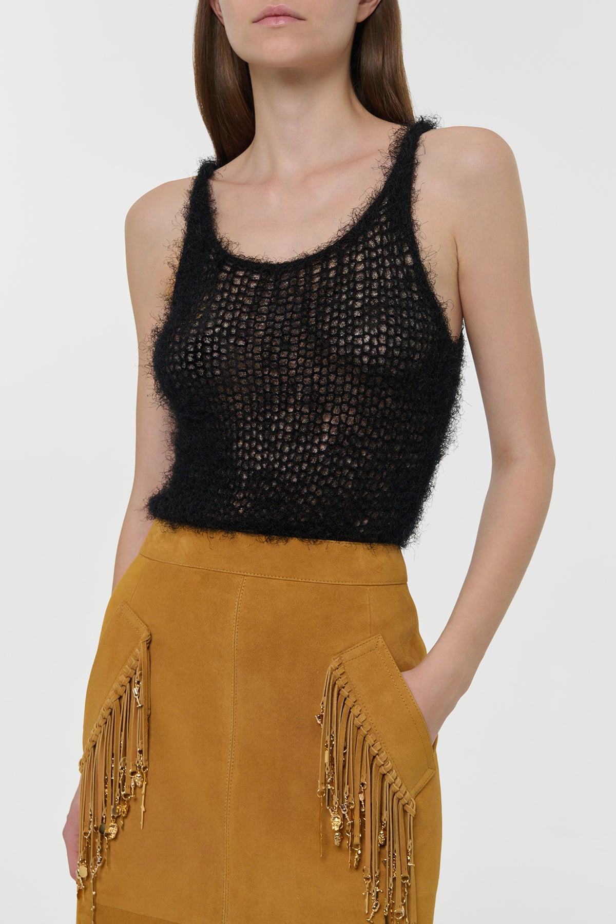 Nur Knit Tank Top in Black Silk Cashmere