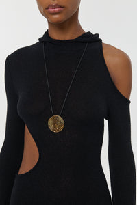 Wheel of Fortune Pendant in 18K Yellow Gold (Black Leather Cord)