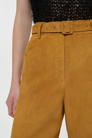 Cashew Suede High-Waist Belt Detail - Close-Up View | Gabriela Hearst