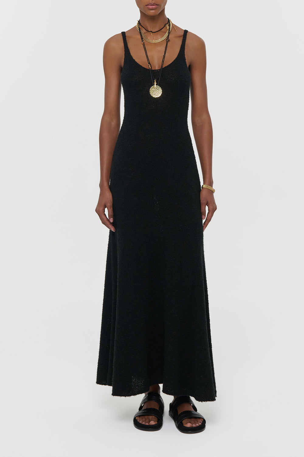 Ayla Knit Maxi Dress in Black Mulberry Silk