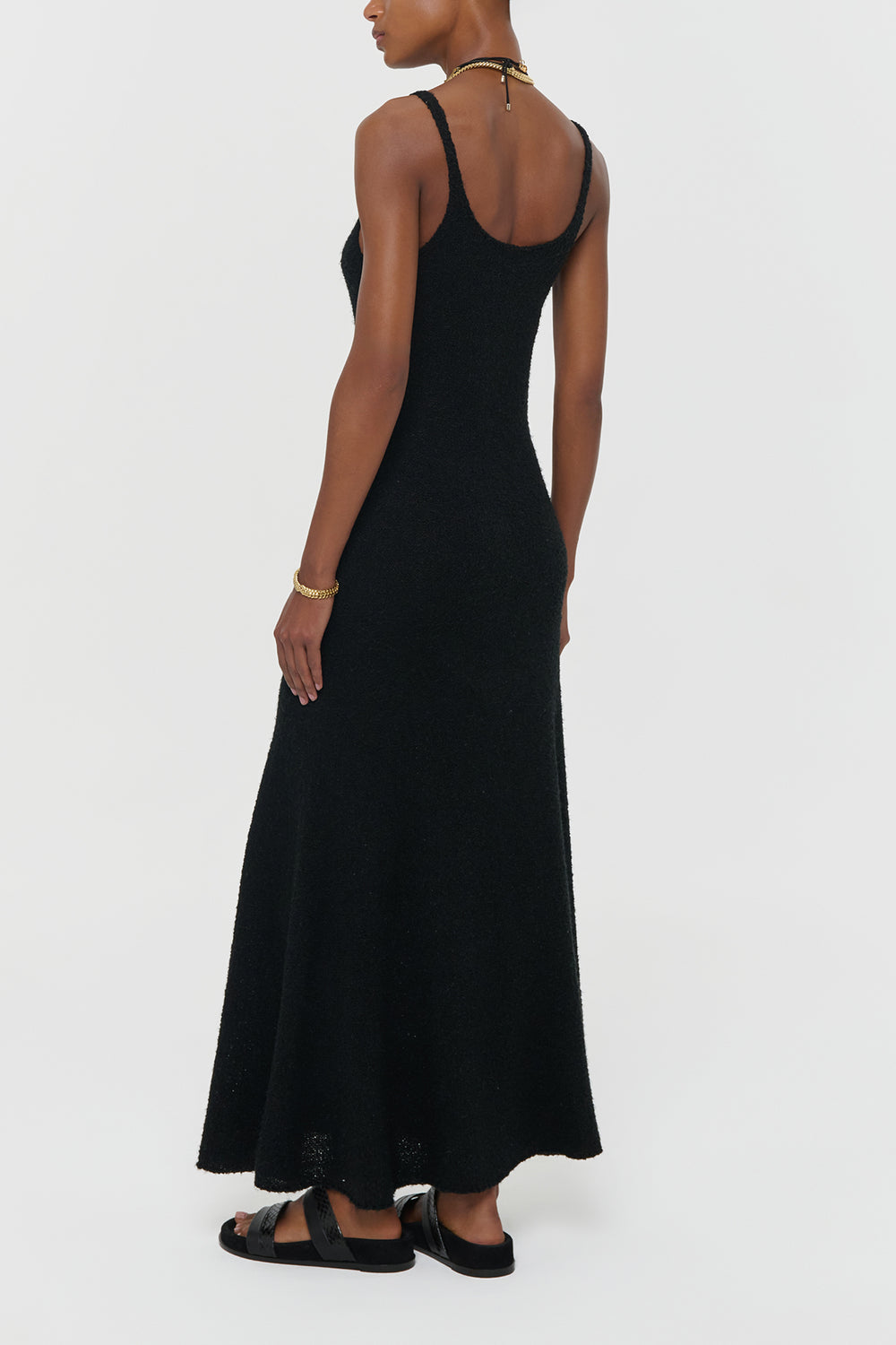 Ayla Knit Maxi Dress in Black Mulberry Silk