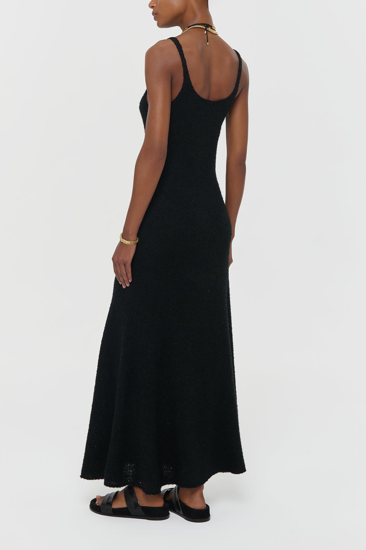 Ayla Knit Maxi Dress in Black Mulberry Silk