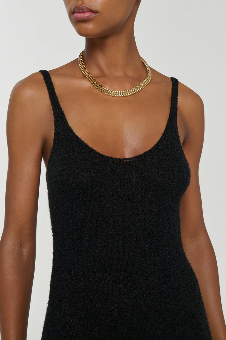 Ayla Knit Maxi Dress in Black Mulberry Silk