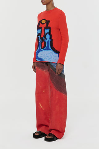 Red Cashmere Avichai Knit Sweater - Side View - On Model Studio | Gabriela Hearst